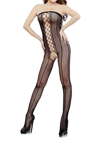 Amoretu Womens Sheer Strapless Crotchless Bodystocking Lingerie