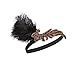 Vijiv Black Gold Headpiece Art Deco 1920s Gatsby Flapper Headband with Feather