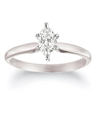 14k White Gold Marquise Solitaire Diamond Engagement Ring (1 2 Ct, H-I Color,... by 