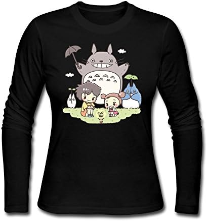 MENEO Women's Studio Ghibli My Neighbor Totoro Long Sleeve T-shirt Black L