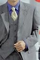 Light Gray Men's 3 piece Pinstripe Vested Itlain Super 120 Wool 3 Buttons Suit