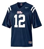 Nike Mississippi Rebels #12 Youth Replica Football Jersey - Navy Blue - M (12/14)
