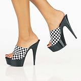 COVERGIRL-601C, Checkers, 6'' Sandals On 1 3/4'' Platform, by Pleaser USA