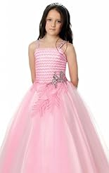 Girls Lace Applique Crystals Crystal Beaded Chiffon/Cotton/Taffeta/Tulle Prom Dress 