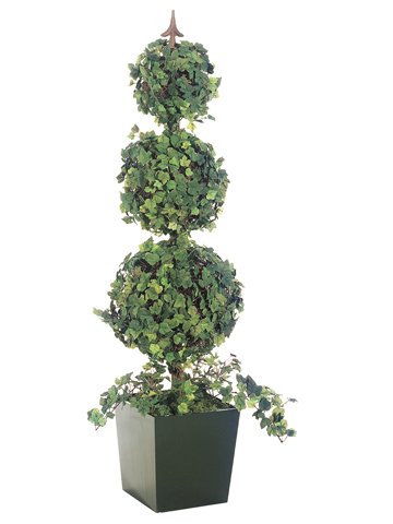 53.25 Artificial Potted Triple Ball-Shaped Grape Ivy Topiary