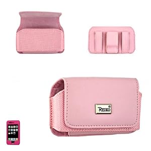 New Premium High Quality Leather Horizontal Large Size Pouch Protective Carrying Cell Phone Case with Belt Clip and Belt Loops for AT&T Apple iPhone 4 16GB 32GB / iPhone 3G 8GB 16GB / 3GS 16GB 32GB (It will fit the cell phone already with a Rubber / Silicon Cover and it will fit OtterBox Defender Case/ Impact Case with iPhone 4 or 3G / 3GS into this Leather case ) - Pink