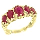 Luxury Ladies Victorian Style Solid Hallmarked Yellow Gold Genuine Ruby Ring - Finger Sizes 5 to 12 Available