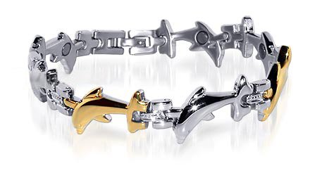 Stainless Steel Dolphin Magnetic Ladies Bracelet 7.25 