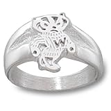 University of Wisconsin Bucky 2 Sided 1/2 Ring Pendant (Silver)