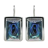Sterling Silver Abalone Inlay Rectangle Drop Earrings