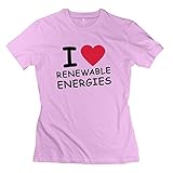 Manrv Womens Love Renewable Energies T-shirt Pink