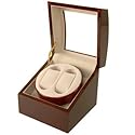 Double Watch Winder Cherry Glossy With Built-In IC Timer Battery or AC Operation