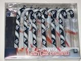 NEW YORK YANKEES Team Logo & Colors CANDY CANE CHRISTMAS ORNAMENT SET (6 pack)