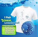 One pair of 2 ECO Green Laundry Ball : The secret is out. Save money, save clothing, save environment. Believe it: eco-friendly, no detergents, anti-bacterial and 1000 washes. You need 2 laundry balls in the wash as recommended by the inventor. Use them once a day per wash for 3 years. Saving 25 jugs of liquid detergents NOT going down the drain.