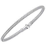 14K White Gold Basket-Weave Bangle Bracelet - 7.25 inches