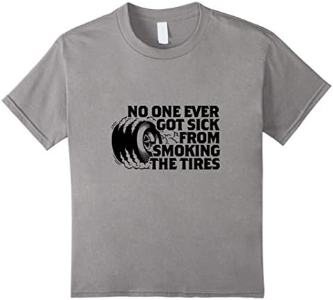 Kids Funny Mechanic / Drag-racing T-shirt re: Smoking the Tires 10 Slate