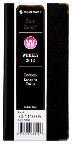 AT-A-GLANCE Fine Diary Weekly/Monthly Diary, 3 x 6 Inches, Black, 2012 (70-1110-05)