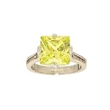 Fancy Square Cut Peridot CZ Solitaire Ring