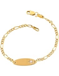 14 Karat Yellow Gold Cubic Zirconia Baby Id Bracelet (6 inch)