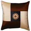 Decorative Handmade Silky Brown & Beige Cushion Cover / Pillow Sham - Golden Sunflower Design
