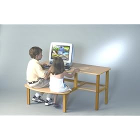 Child's wooden computer desk for 1 or 2 kids ages 6 - 10 - maple by Wild Zoo