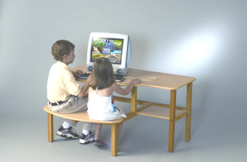 41a0c3ocN3L Childs wooden computer desk for 1 or 2 kids ages 6   10   maple
