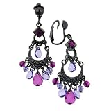 Violet Hues Mini-Chandelier Earrings Clip On