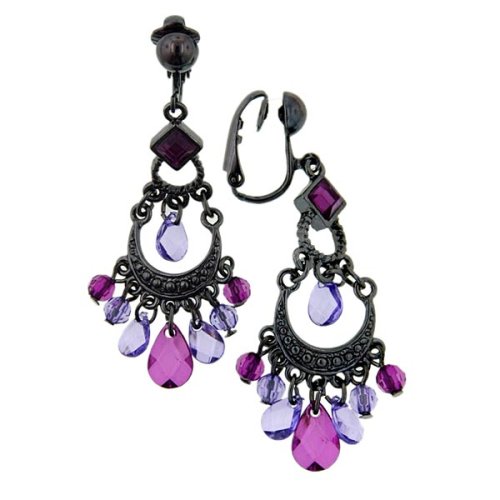 Violet Hues Mini-Chandelier Earrings Clip On