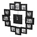Designer Habitat - Family Time Photo Frame Clock Brushed Aluminium Black, Holds 12 Photos
