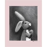 Charcoal BunnyPink Border 11x14 Canvas Art Image Wrap