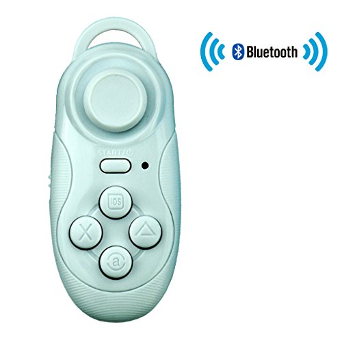 SUNNYPEAK Wireless Bluetooth Gamepad Remote Controller Compatible with 3D VR Glasses Google Cardboard Selfie Camera Shutter Wireless Mouse Music Player iPhone iPad Ebook Tablet PC TV (White)