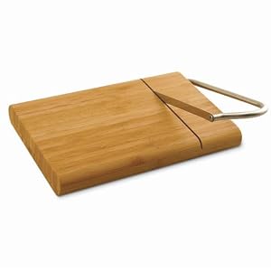 Bamboo Cheese Board with Stainless Steel Slicer (Cutting Board 6 1 2 x 10 5 8 and Blade 6) by HomeAndWine.com