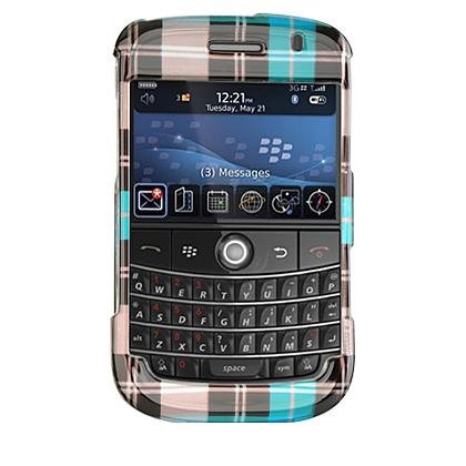 RIM Blackberry Bold 9000 Blue Check Design SnapOn Case Cover (No Belt Clip)