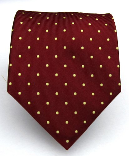 100% Silk Woven Burgundy Polka Dot Tie