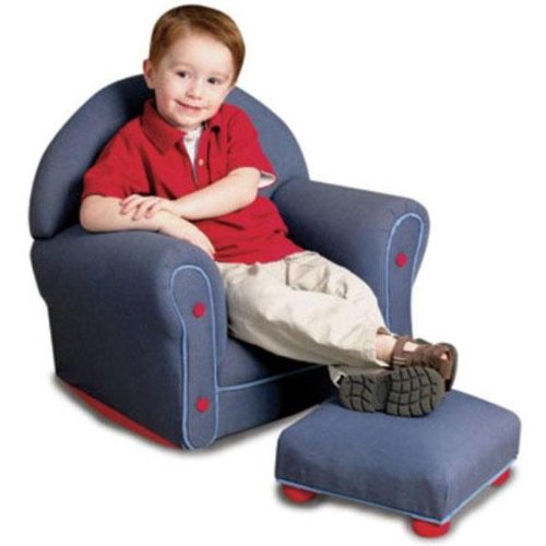 KidKraft Upholstered Rocker w/Ottoman - Denim