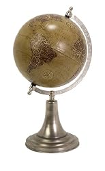 Large Pewter Finish Executive Style Desktop Globe 15"