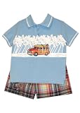 Boys 2pc Driving Alone Plaid Short Set ~ Size (4-7)