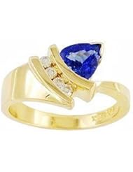14K Yellow Gold Tanzanite and Diamond Ring -- LIFETIME WARRANTY