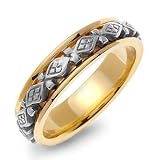 EUGUEIN 14K Two-Tone Gold Celtic Style Wedding Band Ring