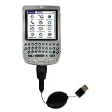 Retractable USB Cable for the PalmOne palm Treo 90 with Power Hot Sync and Charge capabilities - uses Gomadic TipExchange Technology