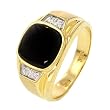 10k Yellow Gold Onyx Men's Ring with Diamond Accent (.05 cttw, H-I Color, I2-I3 Clarity)