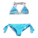 Private Label - Girls Bikini Swimsuit, Aqua, White