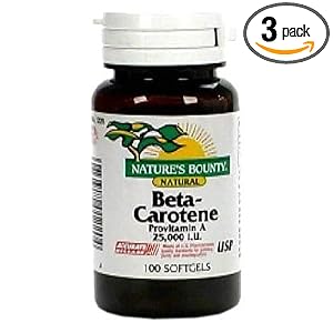 Nature's Bounty Natural Beta Carotene, 100 Softgels (Pack of 3) by Nature's Bounty