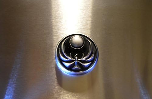Inspired by Skyrim video game Nightingale logo fridge magnet.(SM, Silver/Black)