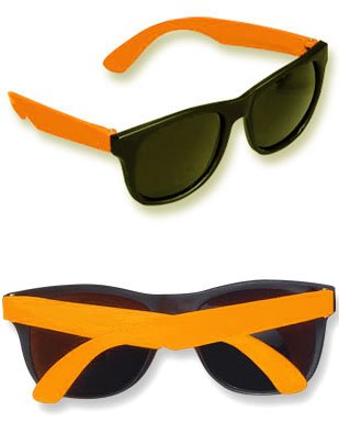 Cheesy Retro 80s Neon Orange & Black Costume Sunglasses