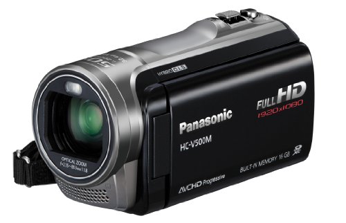 Panasonic HC-V500MEG-K Full-HD-Camcorder (7,6 cm (3 Zoll) Touchscreen, 1,5 Megapixel, 38-fach opt. Zoom, 1Mos Sensor, 32mm Weitwinkel, 2D/3D-Umwandlung), 16GB intern. Speicher schwarz