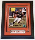 Rudi Johnson Autographed Cincinnati Bengals 8x10 Photo - Black Jersey - Custom Framed