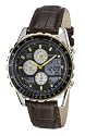 Accurist Men's Chronograph Watch MS774B Black Dial with Yellow Hands and Brown Leather Strap