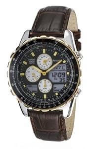 Accurist Men's Chronograph Watch MS774B Black Dial with Yellow Hands and Brown Leather Strap Accurist Men's Chronograph Watch MS774B Black Dial with Yellow Hands and Brown Leather Strap