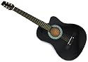 38 Inch Black Cutaway Acoustic Starter Guitar Kit Folk